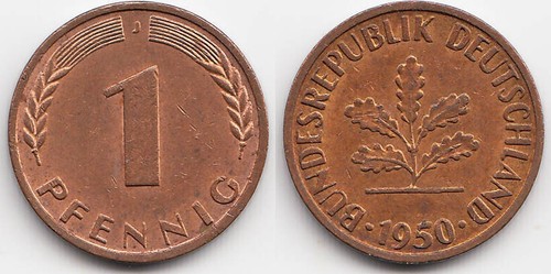 Pfennig brd 1950 j - pfennig,,